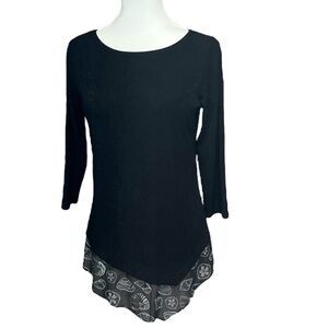 Chico’s Travelers Shell Pattern Hem Black